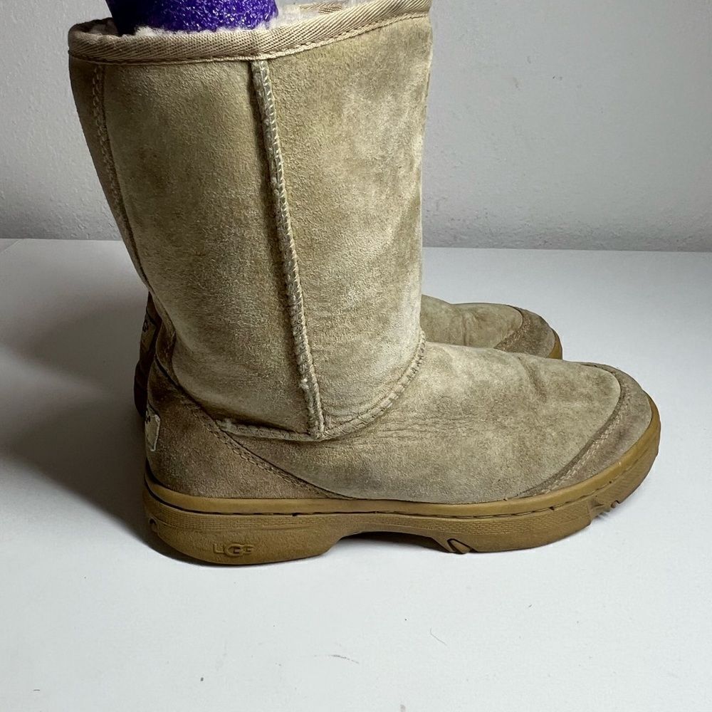 UGG Australia Ultimate Boots Womens Size 7 5275 Leather Sheepskin Sand